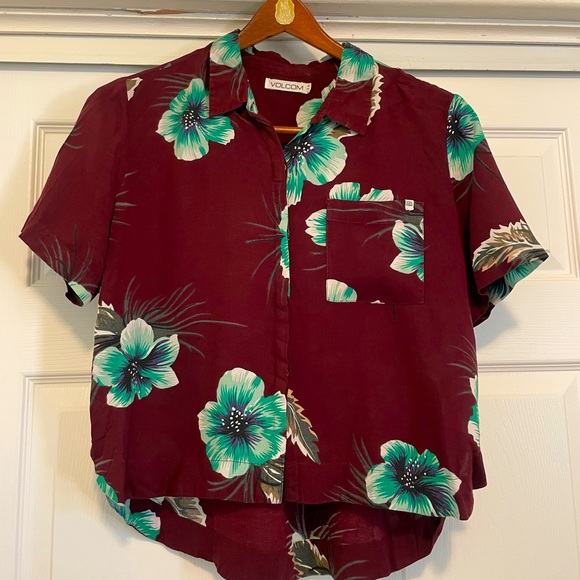 Volcom Tops - Volcom Cropped Hawaiian Top